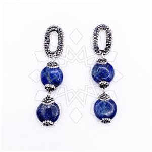 925 Sterling Silver Gem and Crystals Double Drop Earrings