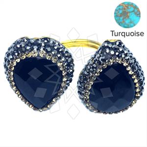 925 Sterling Silver Gem and Crystals Double Gemstone Rings