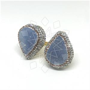 925 Sterling Silver Gem and Crystals Double Gemstone Rings