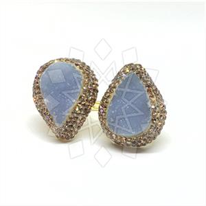 925 Sterling Silver Gem and Crystals Double Gemstone Rings