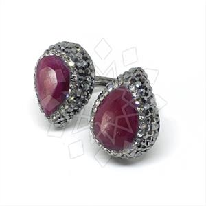 925 Sterling Silver Gem and Crystals Double Gemstone Rings