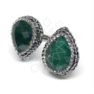 925 Sterling Silver Gem and Crystals Double Gemstone Rings