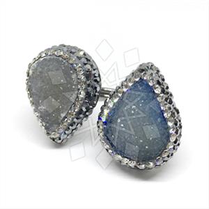 925 Sterling Silver Gem and Crystals Double Gemstone Rings