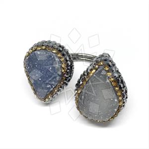 925 Sterling Silver Gem and Crystals Double Gemstone Rings