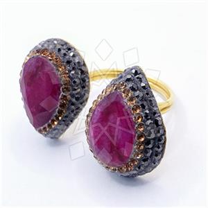 925 Sterling Silver Gem and Crystals Double Gemstone Rings