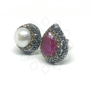 925 Sterling Silver Gem and Crystals Double Gemstone Rings