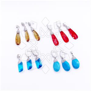 925 Sterling Silver Gem and Crystals Earrings Pendant Sets