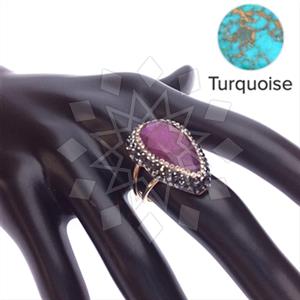 925 Sterling Silver Gem and Crystals Gemstone Rings