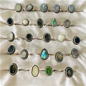 925 Sterling Silver Gem and Crystals Gemstone Rings