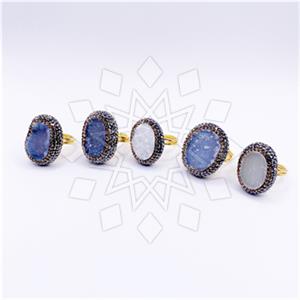 925 Sterling Silver Gem and Crystals Gemstone Rings 5 Piece Package