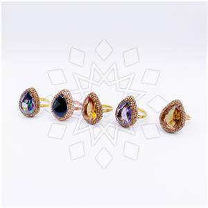 925 Sterling Silver Gem and Crystals Gemstone Rings 5 Piece Package
