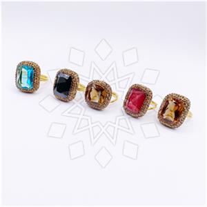 925 Sterling Silver Gem and Crystals Gemstone Rings 5 Piece Package
