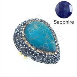 925 Sterling Silver Gem and Crystals Gemstone Rings