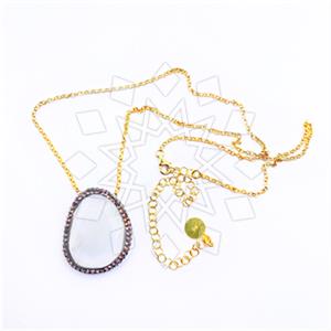 925 Sterling Silver Gem and Crystals Pendant Necklace
