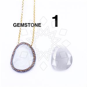 925 Sterling Silver Gem and Crystals Pendant Necklace