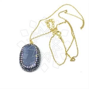 925 Sterling Silver Gem and Crystals Pendant Necklace