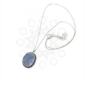 925 Sterling Silver Gem and Crystals Pendant Necklace