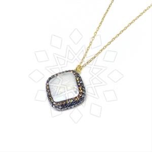 925 Sterling Silver Gem and Crystals Pendant Necklace
