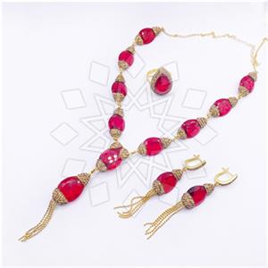 925 Sterling Silver Gem and Crystals Ring Earring Necklace Sets