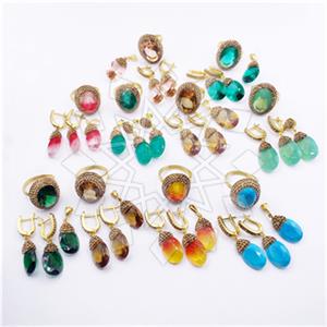 925 Sterling Silver Gem and Crystals Ring Earring Pendant Sets