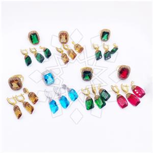 925 Sterling Silver Gem and Crystals Ring Earring Pendant Sets