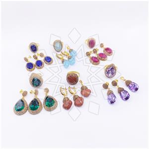 925 Sterling Silver Gem and Crystals Ring Earring Pendant Sets