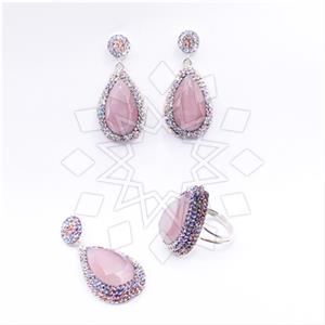 925 Sterling Silver Gem and Crystals Ring Earring Pendant Sets