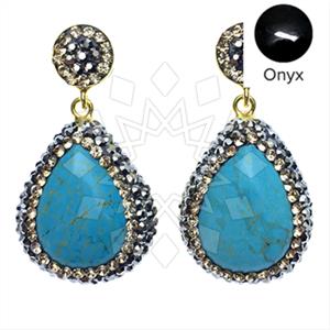 925 Sterling Silver Gem and Crystals Single Drop Earrings