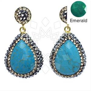 925 Sterling Silver Gem and Crystals Single Drop Earrings