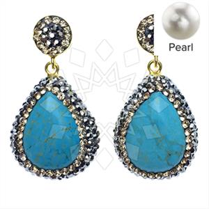 925 Sterling Silver Gem and Crystals Single Drop Earrings