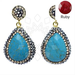 925 Sterling Silver Gem and Crystals Single Drop Earrings