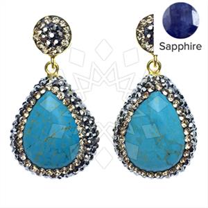 925 Sterling Silver Gem and Crystals Single Drop Earrings