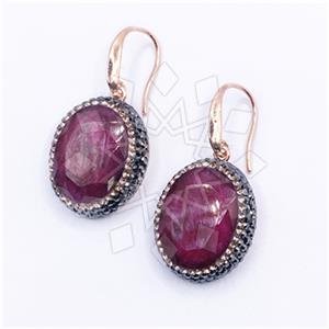 925 Sterling Silver Gem and Crystals Single Drop Earrings
