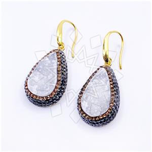 925 Sterling Silver Gem and Crystals Single Drop Earrings