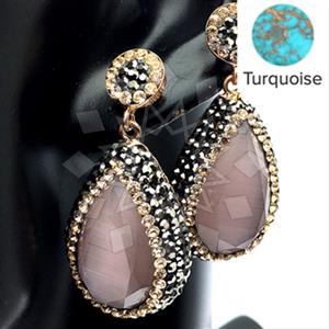 925 Sterling Silver Gem and Crystals Single Drop Earrings