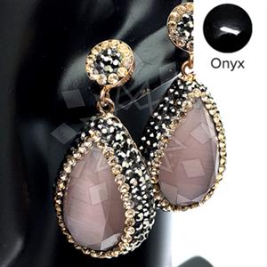 925 Sterling Silver Gem and Crystals Single Drop Earrings