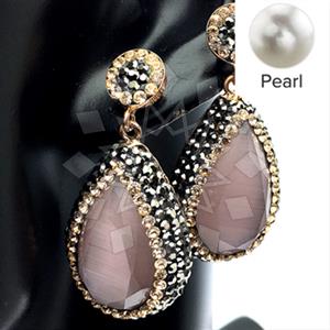 925 Sterling Silver Gem and Crystals Single Drop Earrings