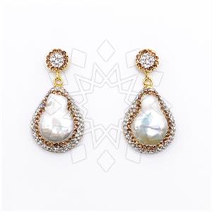 925 Sterling Silver Gem and Crystals Single Drop Earrings