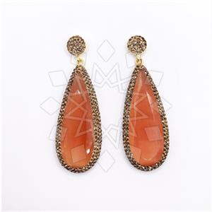 925 Sterling Silver Gem and Crystals Single Drop Earrings