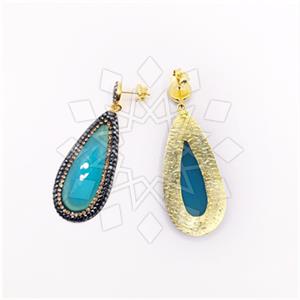 925 Sterling Silver Gem and Crystals Single Drop Earrings