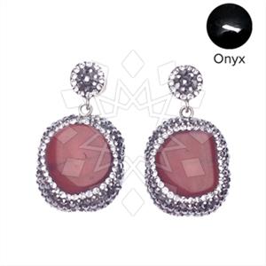 925 Sterling Silver Gem and Crystals Single Drop Earrings