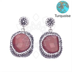 925 Sterling Silver Gem and Crystals Single Drop Earrings