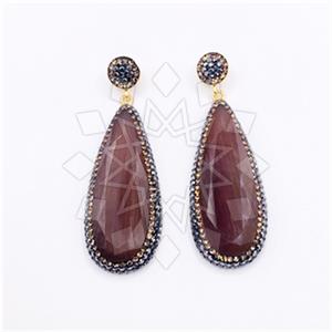925 Sterling Silver Gem and Crystals Single Drop Earrings
