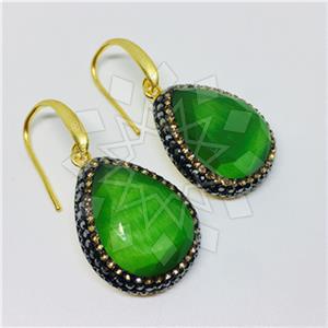 925 Sterling Silver Gem and Crystals Single Drop Earrings
