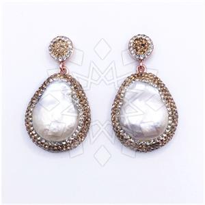 925 Sterling Silver Gem and Crystals Single Drop Earrings