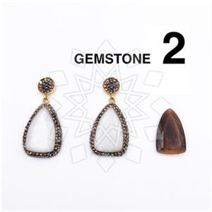 925 Sterling Silver Gem and Crystals Single Drop Earrings