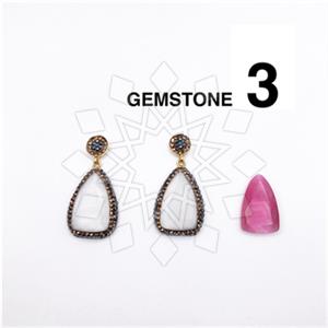 925 Sterling Silver Gem and Crystals Single Drop Earrings