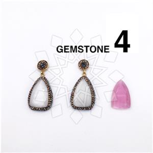 925 Sterling Silver Gem and Crystals Single Drop Earrings