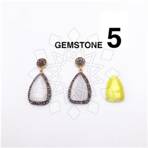 925 Sterling Silver Gem and Crystals Single Drop Earrings