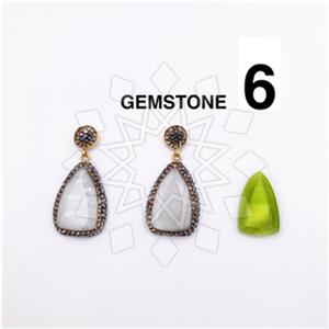 925 Sterling Silver Gem and Crystals Single Drop Earrings